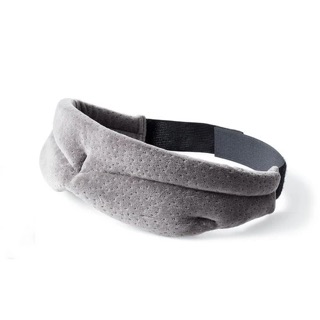 TEMPUR Sovmask i grå velour med skålad form över ögonpartiet och ett justerbart svart band baktill.